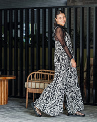 Enterizo BOTA Campana - Lino Print Negro