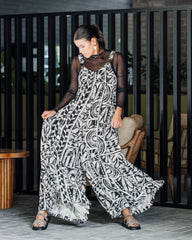 Enterizo BOTA Campana - Lino Print Negro