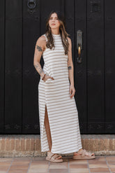 Vestido Lupe Ribs - Rayas Moca