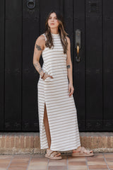 Vestido Lupe Ribs - Rayas Moca