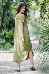 Vestido Alma multi cuello en V o redondo - Verde Pistacho