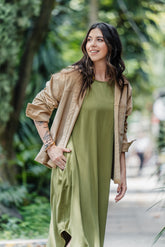 Vestido Alma multi cuello en V o redondo - Verde Pistacho