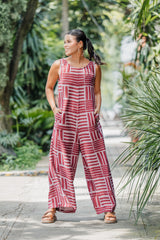 Enterizo Étnica Manga Sisa - Rayas vino