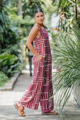 Enterizo Étnica Manga Sisa - Rayas vino