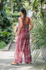 Enterizo Étnica Manga Sisa - Rayas vino