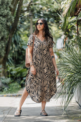 Vestido Alma multi cuello en V o redondo - Zebra Negra