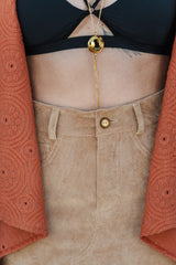 Falda Larga corduroy con bolsillos y abertura - Arena