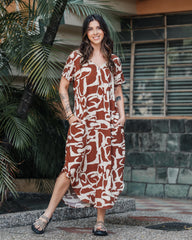 Vestido Alma multi cuello en V o redondo - Zebra Terracota