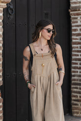 Overall Étnica corduroy sin mangas - Mantequilla