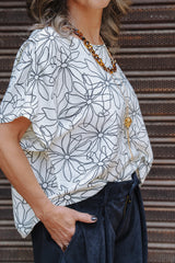 Blusa Amalia con mangas cuello redondo - Dali print