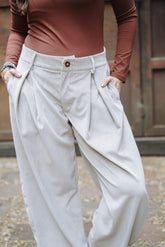 Pantalón Baggy Corduroy - Almendra