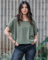 Blusa Amalia con mangas cuello redondo - Verde Brisado