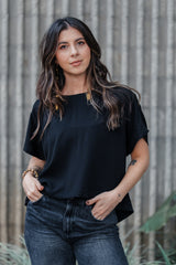 Blusa Amalia con mangas cuello redondo - Color Negro