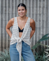 Blusa Chaleco Perla Ribs - Rayas Moca