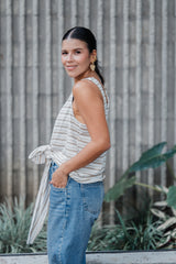 Blusa Chaleco Perla Ribs - Rayas Moca
