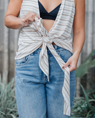 Blusa Chaleco Perla Ribs - Rayas Moca