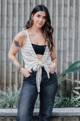 Blusa Chaleco Perla Ribs - Rayas Moca