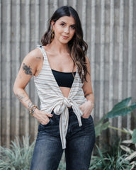 Blusa Chaleco Perla Ribs - Rayas Moca