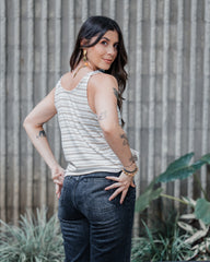 Blusa Chaleco Perla Ribs - Rayas Moca