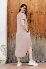 Vestido Alma multi cuello en V o redondo - Color Kaki