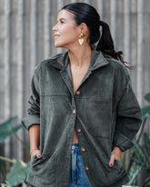 Chaqueta clara corduroy Oversize - Verde Eucalipto