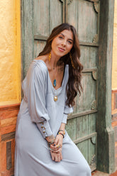 Vestido Mulatta manga larga y bolsillos - Gris