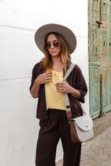 Blusa Anastacia manga corta - Café Oscuro