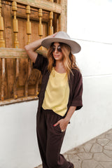 Blusa Anastacia manga corta - Café Oscuro