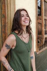 Enterizo Bahía RIB sin mangas bota amplia - Verde Militar