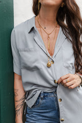 Camisa classic recta con botones - Gris