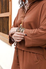 Blusa Boho manga 3/4 - Valery Marrón