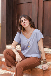 Blusa Nicanora cuello en V - Gris