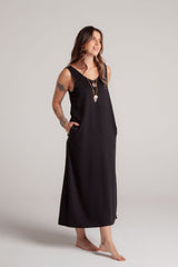 Vestido Flora sin mangas con bolsillos - Color Negro