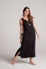 Vestido Flora sin mangas con bolsillos - Color Negro