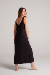 Vestido Flora sin mangas con bolsillos - Color Negro