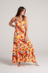 Vestido inspiración cuello recto con tiras y bolero - Flor Jamaica