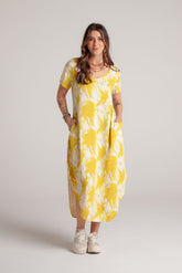 Vestido Alma multi cuello en v o redondo - Tie Dye Verde Limón