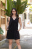 Vestido en pana corto con bolsillos - Negro