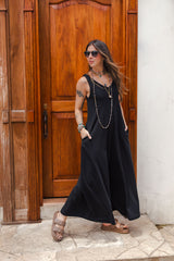 Enterizo Bahía RIB sin mangas bota amplia - Negro