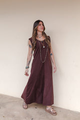 Vestido Sofía sin mangas con bolsillos y aberturas - Malbec