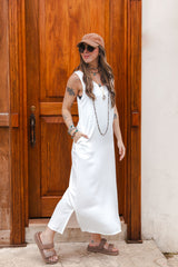 Vestido Flora sin mangas con bolsillos - Color Blanco hueso