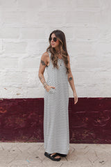 Vestido Largo sin mangas - Rayas Negras