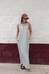 Vestido Largo sin mangas Ribs- Rayas Negras