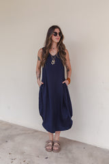 Vestido Julieta largo sin mangas - Azul Oscuro