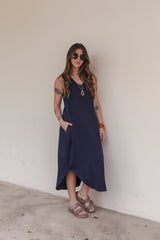 Vestido Julieta largo sin mangas - Azul Oscuro