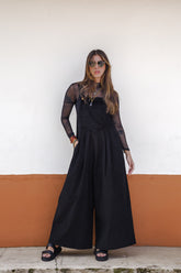 Overall Étnica corduroy sin mangas - Negro