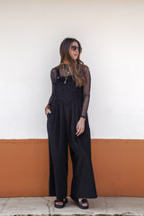 Overall Étnica corduroy sin mangas - Negro