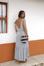 Vestido inspiración cuello recto con tiras y bolero - Gris