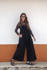 Overall Étnica corduroy sin mangas - Negro