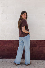 Blusa Amalia con mangas cuello redondo- Malbec- Étnica Alama Autentica